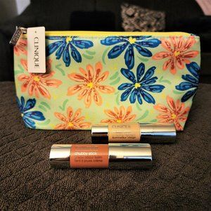 Clinique Chubby Stick Cheek Colour & Highlight Stick Duo + Makeup Bag